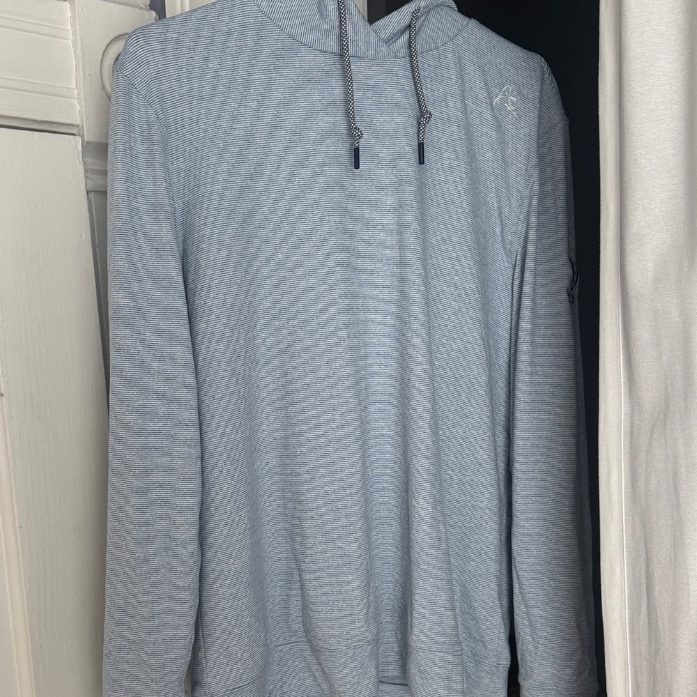 Rhoback light blue and white striped hoodie (Medium)